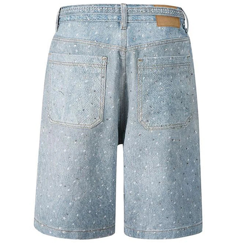 Rhinestone Denim Shorts — front view