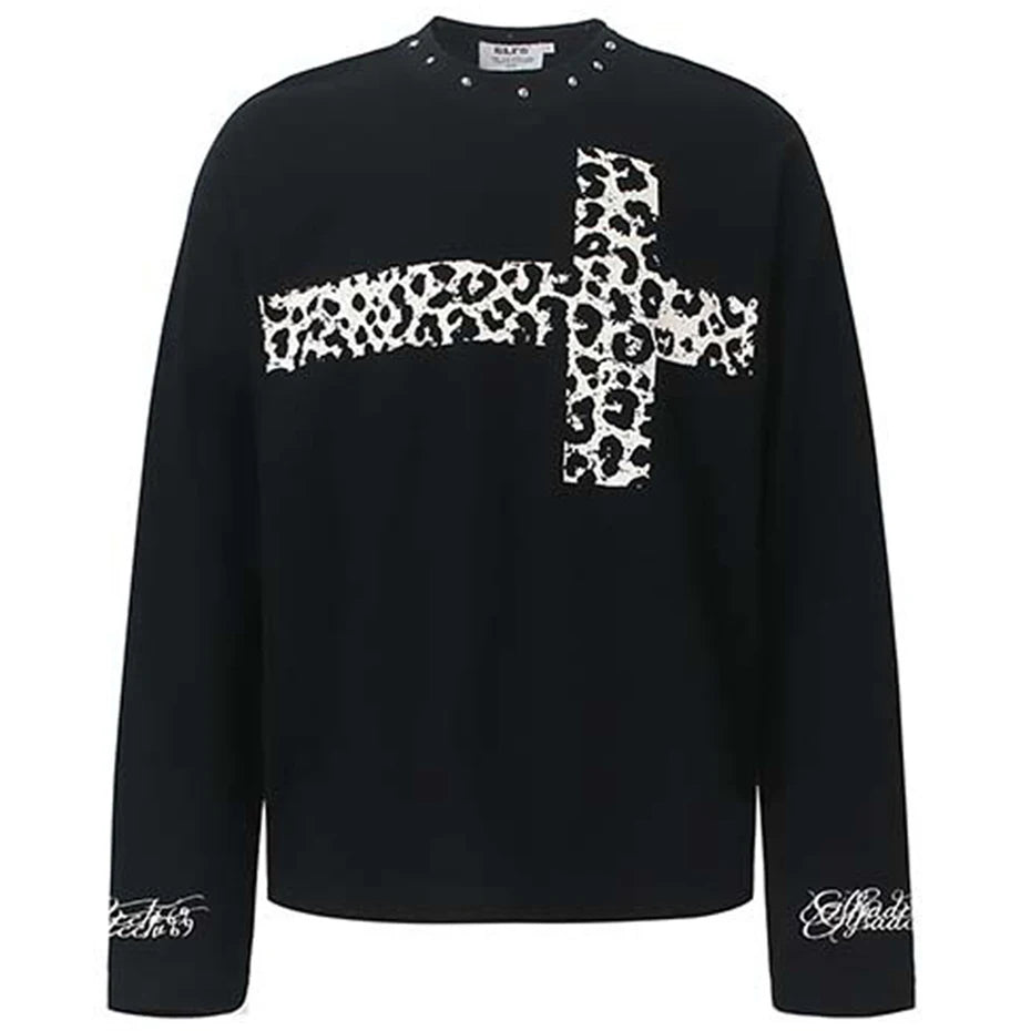 Patchwork Loose Long Sleeve Tee — fabric close-up