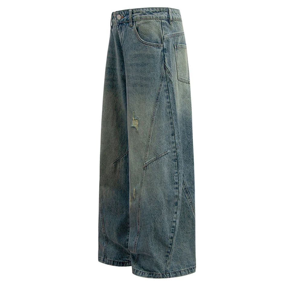 Baggy Vintage Blue Denim Wide Leg Jeans — fit shot