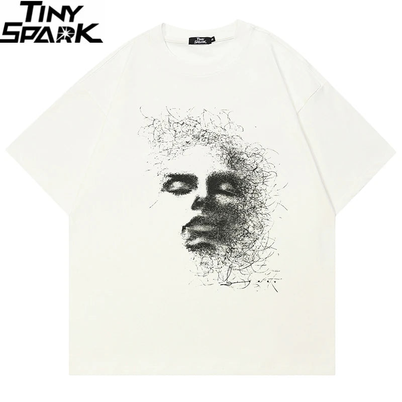Beige Face Graphic T-Shirt — front view