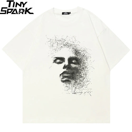 Beige Face Graphic T-Shirt — front view