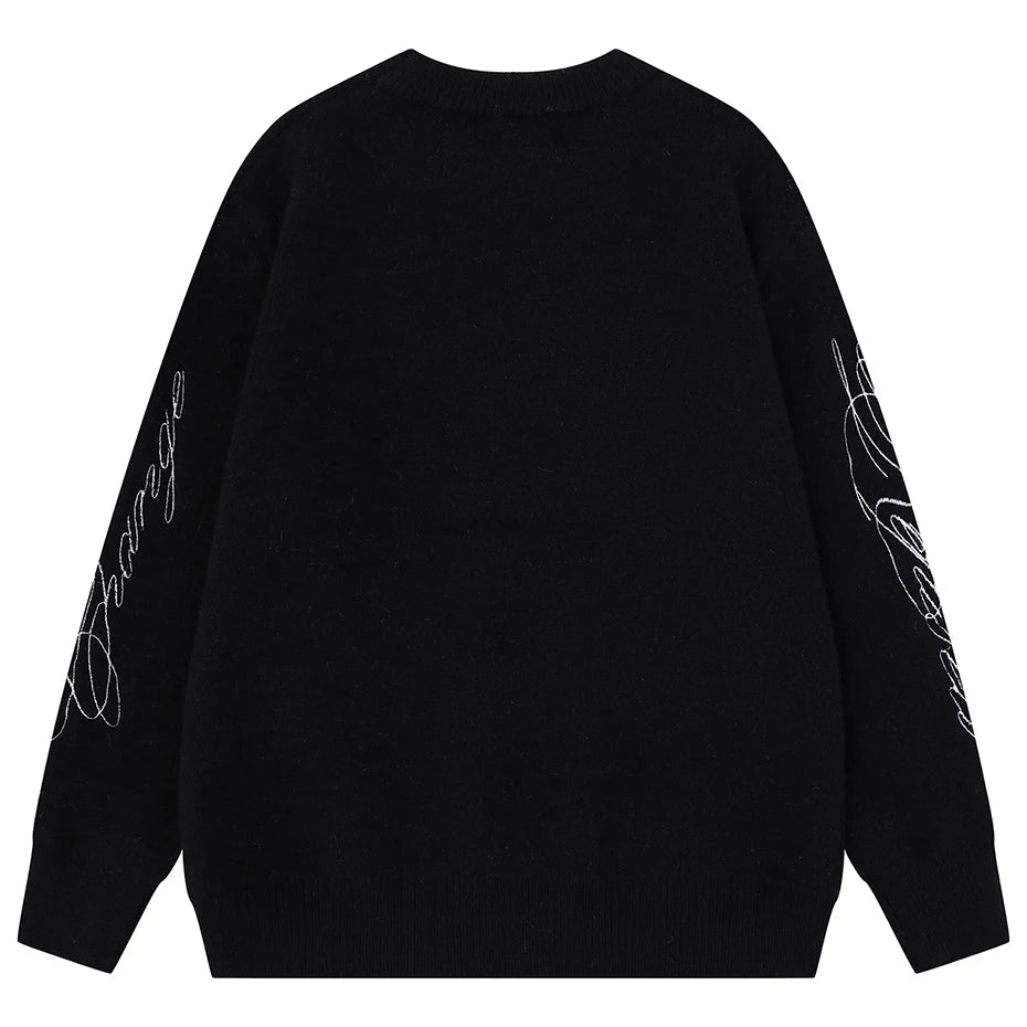 Y2K White Knit Oversized Sweater — front view
