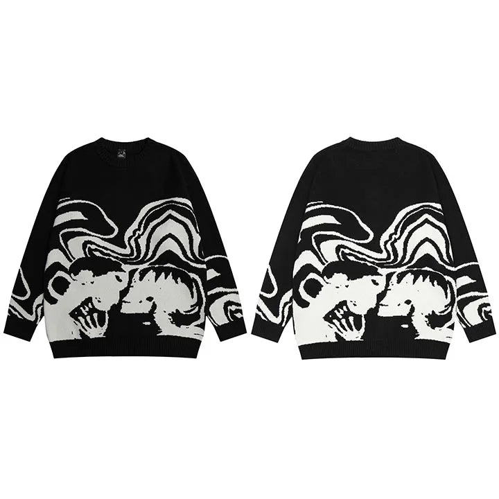 Retro Skull Graphic Knit Sweater — side view
