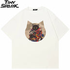 Black Cartoon Cats Graphic T-Shirt — front view
