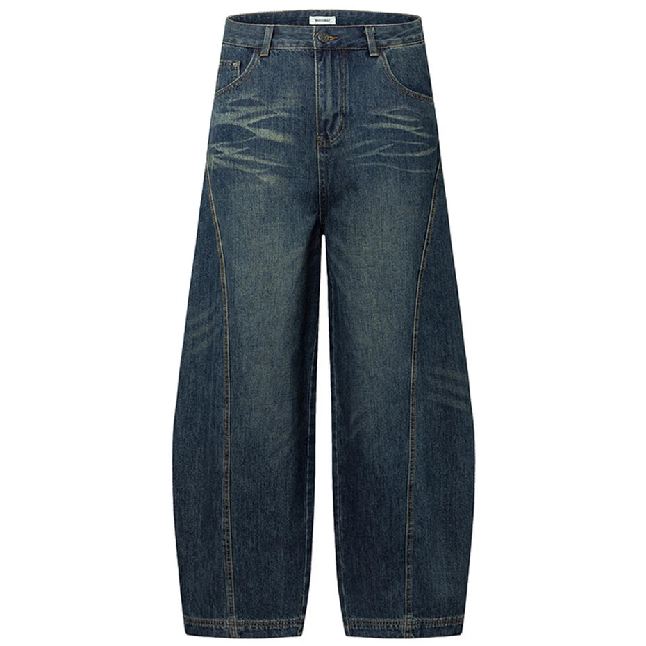 Vintage Blue Denim Wide Leg Jeans — styling shot
