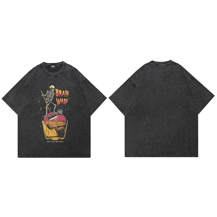 Dark Black Faded T-Shirt — styling shot