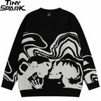 Retro Skull Graphic Knit Sweater — detail shot