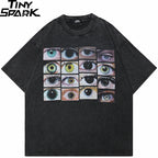 Y2K Black Eyes Washed T-Shirt — front view