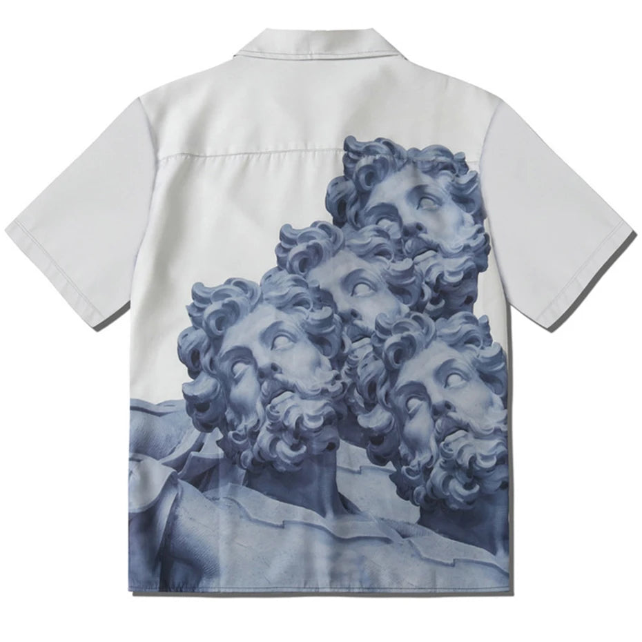 Short Vintage Graphic Loose Shirt — front view