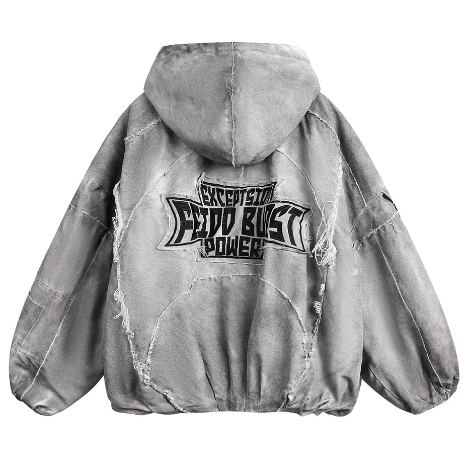 Retro Vintage Padded Oversized Puffer Jacket — front view