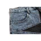 Blue Patchwork Oversized Denim Shorts — fit shot