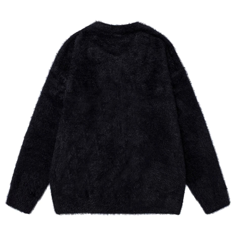 Sweaters Y2K Cat Graphic Knit Oversized Sweater — detail shot