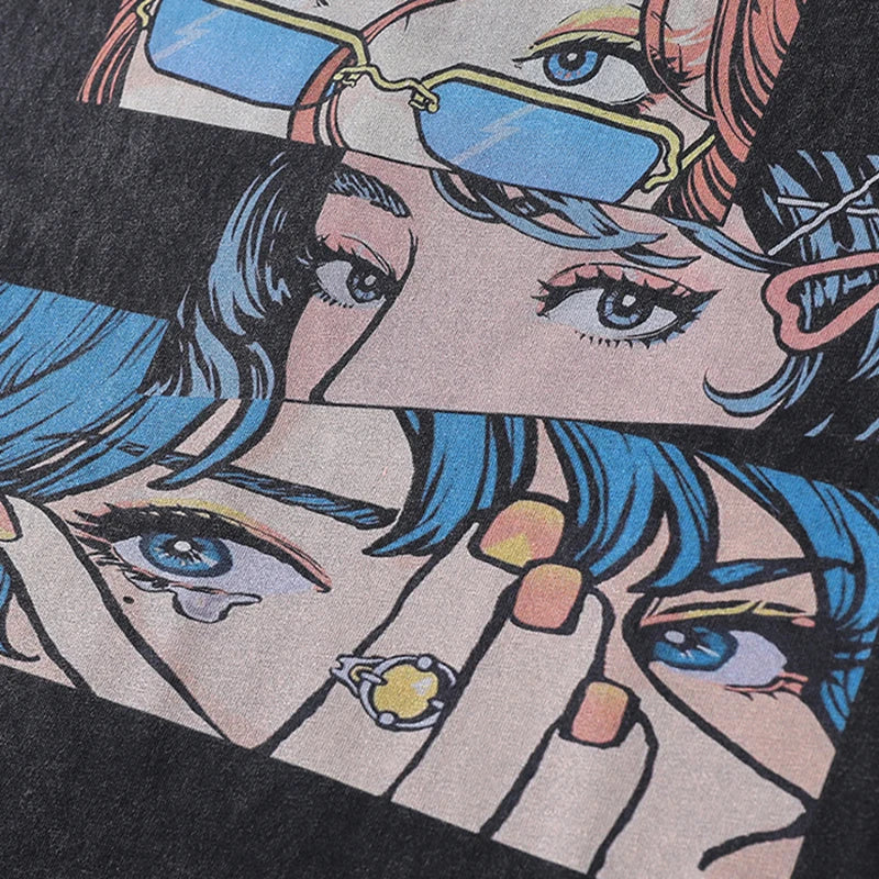Cartoon Anime Graphic Loose T-Shirt — detail shot