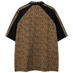 Y2K Leopard Patchwork Oversized T-Shirt — front view