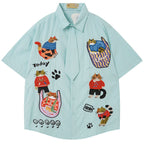 Short Y2K Cat Graphic Loose Shirt — styling shot