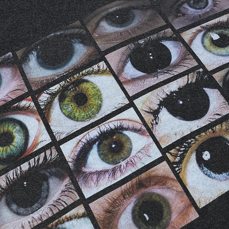 Y2K Black Eyes Washed T-Shirt — detail shot
