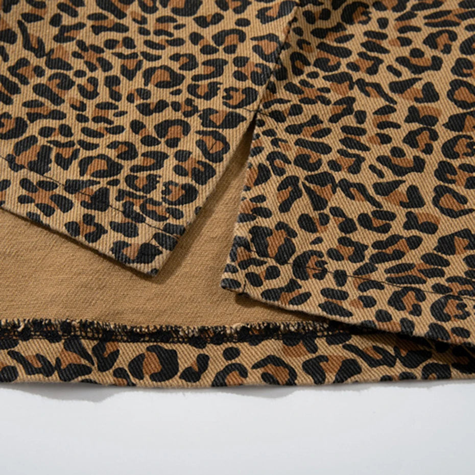 Y2K Leopard Patchwork Oversized T-Shirt — fit shot