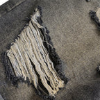 Vintage Camouflage Patchwork Denim Baggy Jeans — detail shot