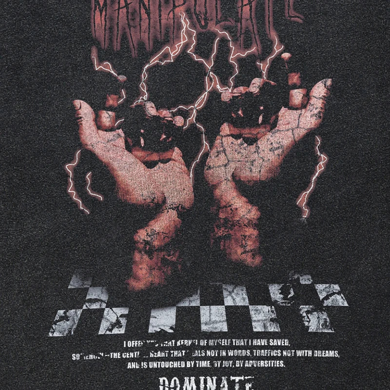Manipulator Retro Black Washed T-Shirt — detail shot