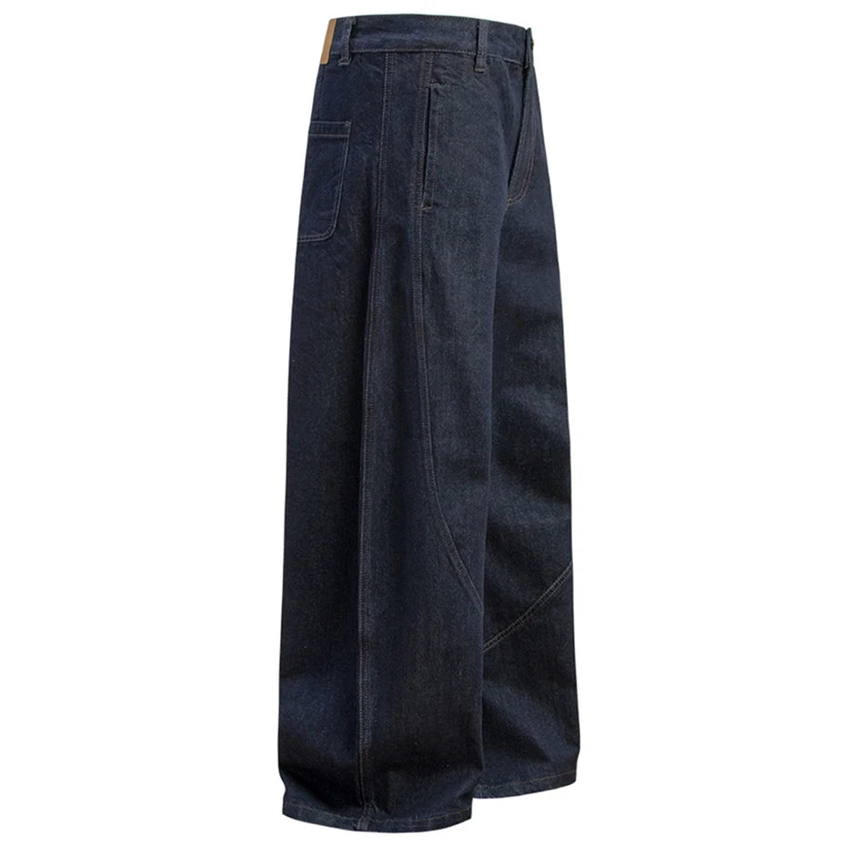 Blue Vintage Black Denim Baggy Jeans — back view