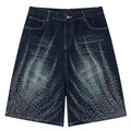 Diamond Rhinestone Denim Shorts — back view