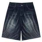 Diamond Rhinestone Denim Shorts — back view