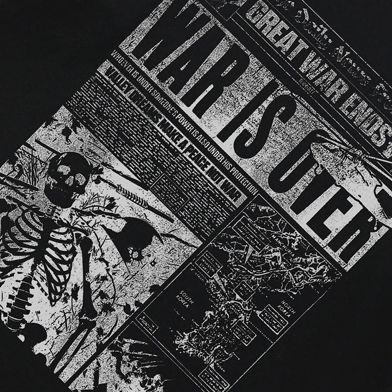 Vintage Skull Graphic Side Pocket Hoodie — front view