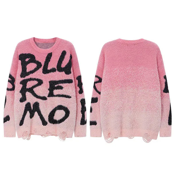 Y2K Gradient Graphic Knit Sweater — flat lay