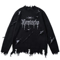 Vintage Ripped Knit Oversized Sweater — back view