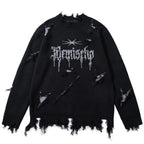 Vintage Ripped Knit Oversized Sweater — back view