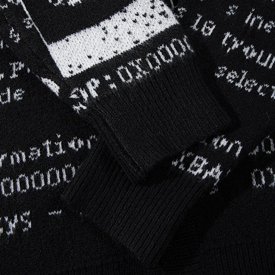 Vintage Letter Car Knit Oversized Sweater — fit shot