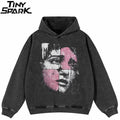 Black Face Graphic Oversized Hoodie — front view