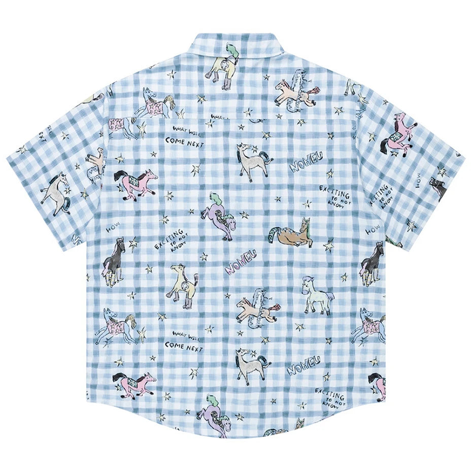 Cartoon Graphic Oversized Shirt — front view