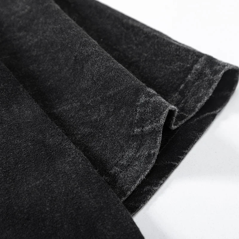 Retro Black Washed Loose T-Shirt — fit shot