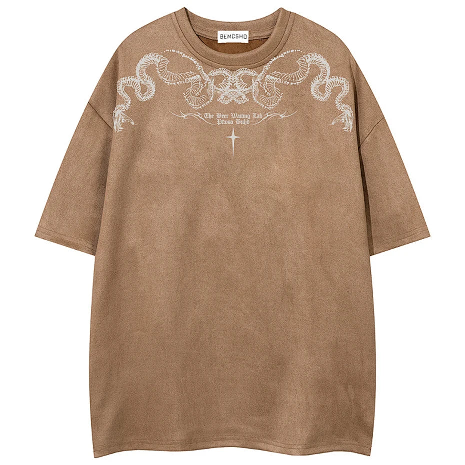 Shirts Vintage Graphic Suede Oversized T-Shirt — back view