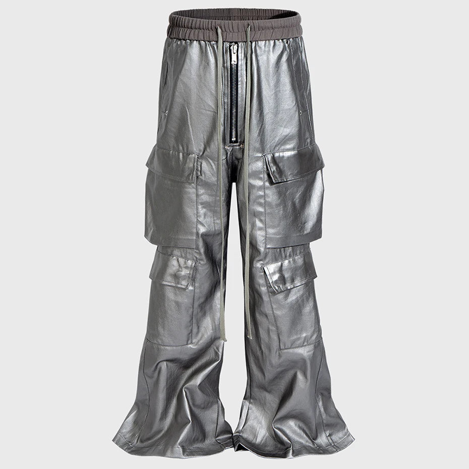 Black Baggy Cargo Pants — fabric close-up