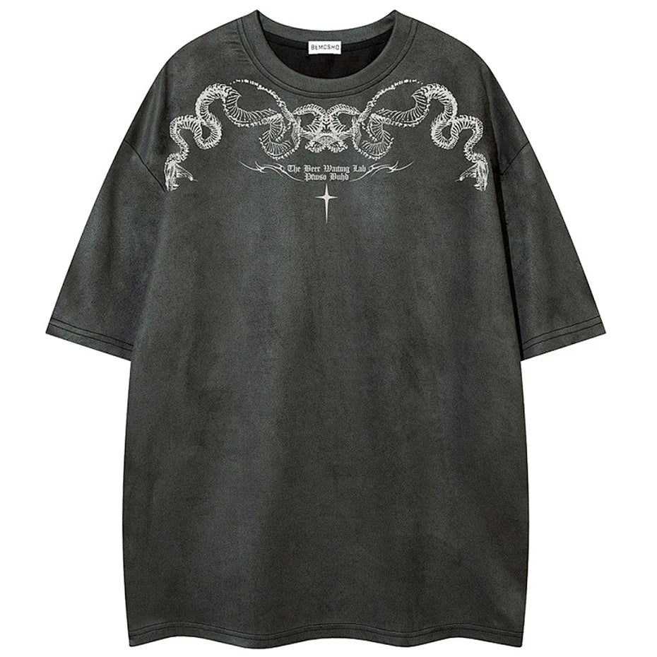 Shirts Vintage Graphic Suede Oversized T-Shirt — fit shot