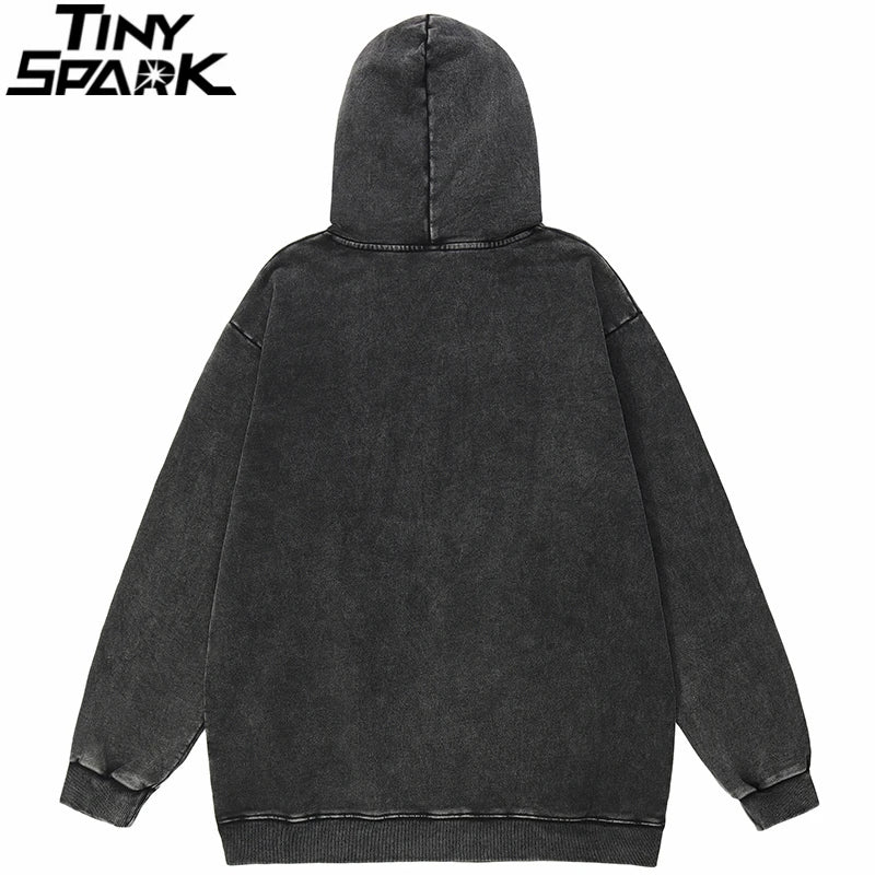 Retro Black Doberman Dog Graphic Oversized Hoodie — back view