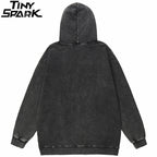 Retro Black Doberman Dog Graphic Oversized Hoodie — back view