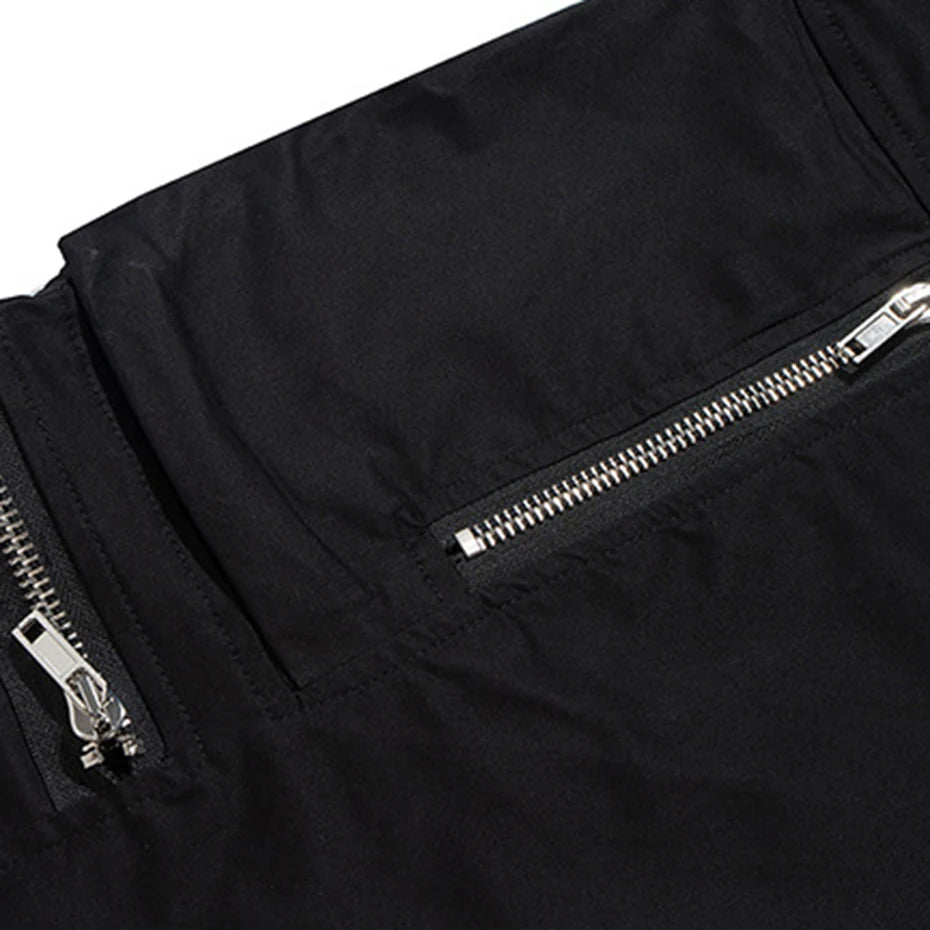Pockets Black Baggy Cargo Pants — detail shot