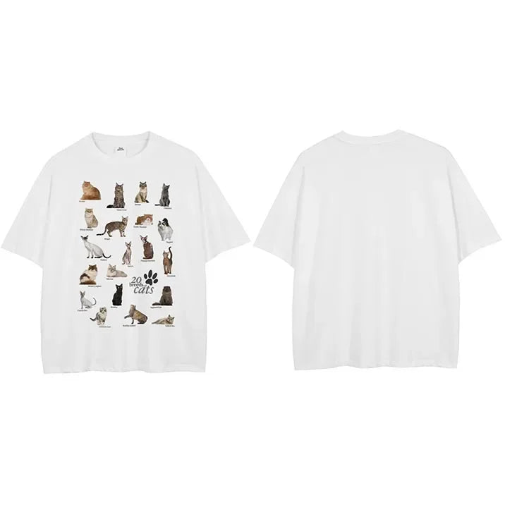 White Cats Graphic T-Shirt — flat lay
