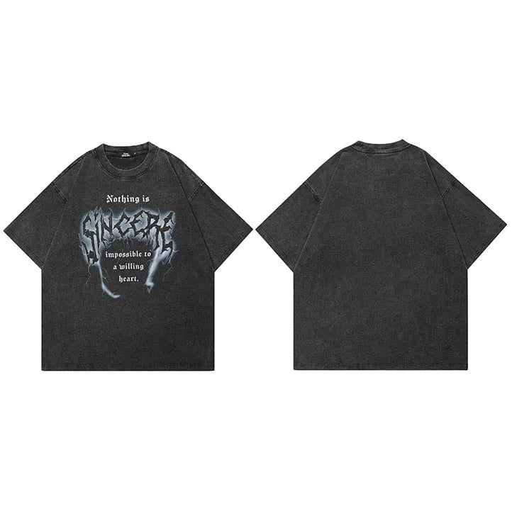 Retro Black Heart Washed T-Shirt — side view