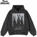Black Doberman Dog Graphic Oversized Hoodie — front view