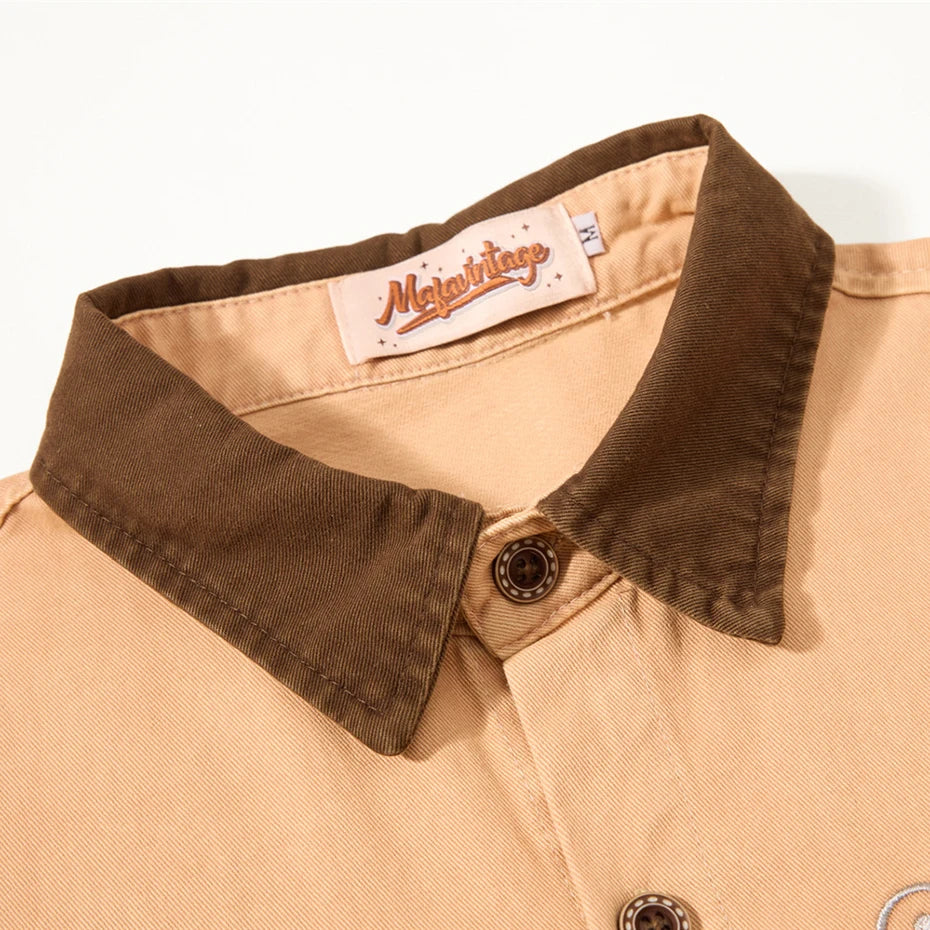 Long Vintage Cat Graphic Oversized Shirt — back view