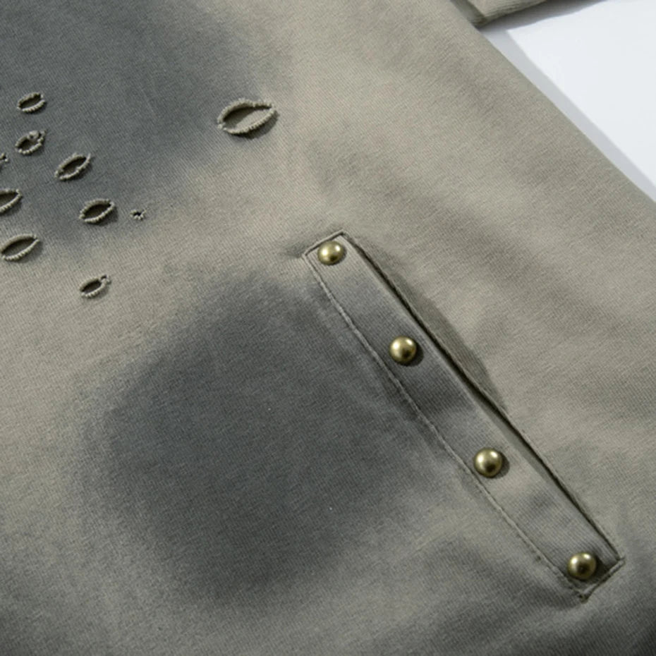 Vintage Ripped Oversized T-Shirt — fabric close-up