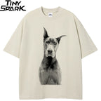 White Beige Doberman Dog Graphic T-Shirt — front view