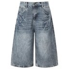 Y2K Vintage Blue Loose Denim Shorts — styling shot