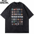 Black Scary Faces Graphic Loose T-Shirt — front view