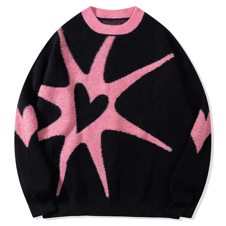 Y2K Graphic Knit Oversized Sweater — back view
