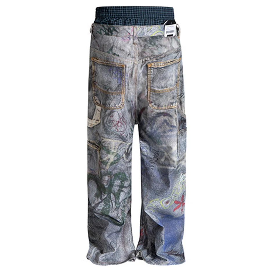 Graphic Denim Loose Jeans — front view